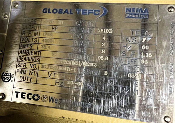 Unused Teco-westinghouse 600 Hp (447 Kw) Motor With Gearbox)